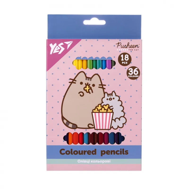 Карандаши цветные Yes Pusheen 18 шт 36 кол. (290769)
