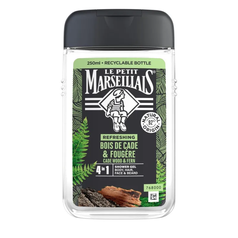 Гель для душу Le Petit Marseillais 4 в 1 Ялівець та екстракт папороті 250 мл (3574661259628/3251241035208)