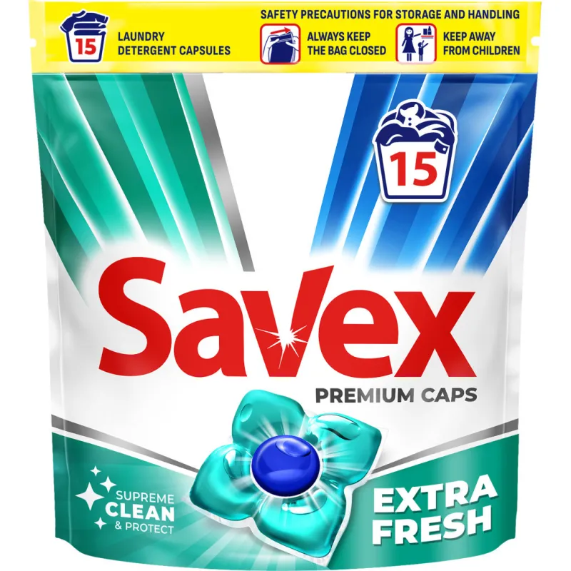 Капсулы для стирки Savex Premium Caps Extra Fresh 15 шт. (3800024046858)