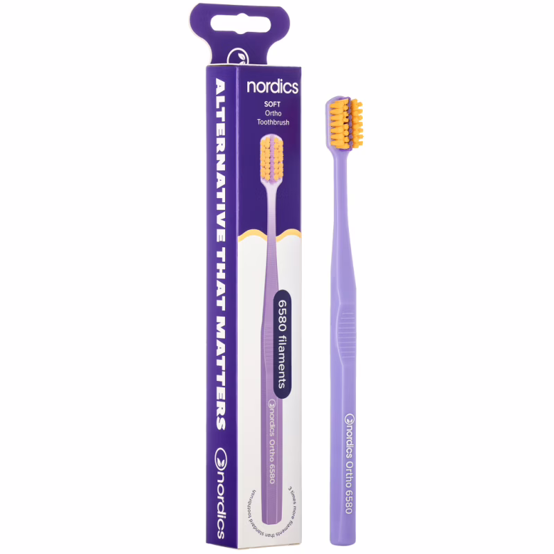 Зубная щетка Nordics 6580 Ortho Soft Purple/Orange Ортодонтическая (3800501908020)