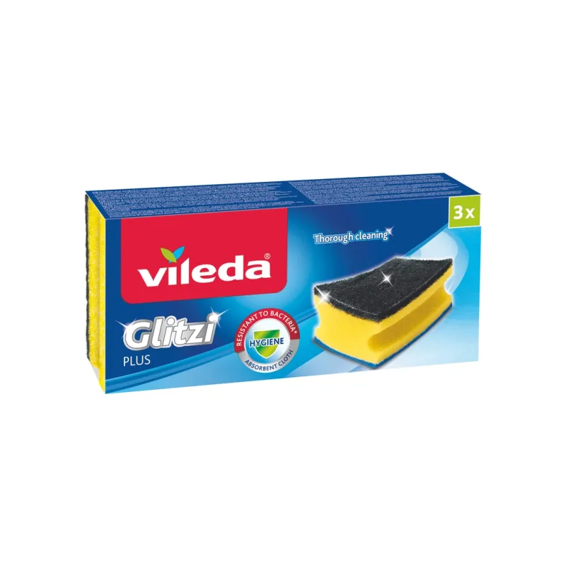 Губки кухонні Vileda Glitzi Plus Для сильно забрудненого посуду 3 шт. (4003790001444)