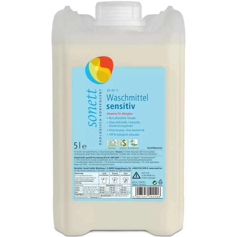 Гель для прання Sonett Органічний Нейтральна серія Концентрат 5 л (4007547502406)