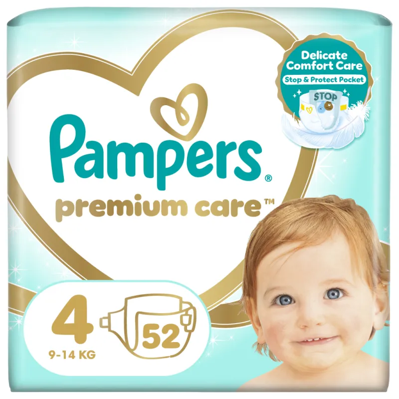 Підгузки Pampers Premium Care Maxi Розмір 4 (9-14 кг) 52 (4015400278818)