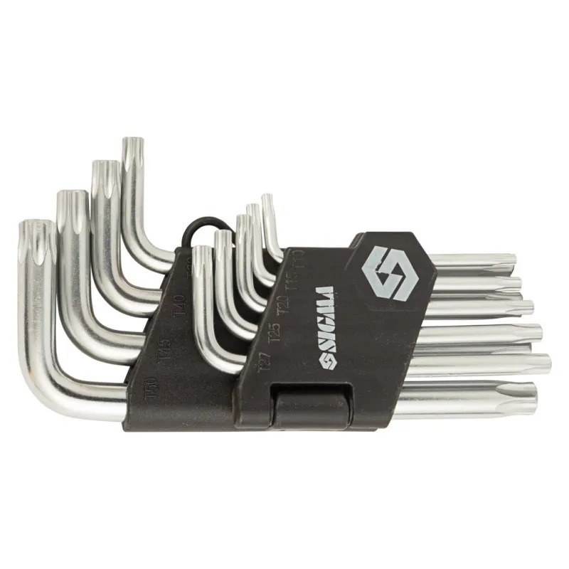 Ключ Sigma набір TORX 9шт T10-T50 CrV, короткі з отвором (4022211)