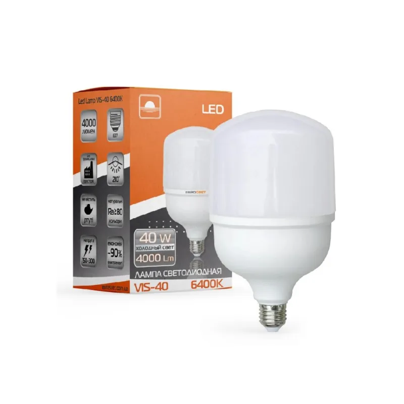 Лампочка Євросвітло 40Вт 6400К (VIS-40-E27)