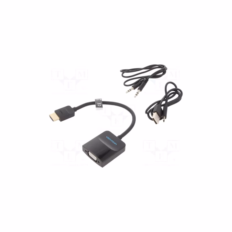 Перехідник HDMI M to VGA F + Micro USB F + 3.5mm F 0.15m black Vention (42161)