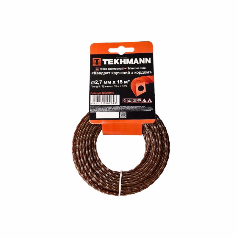 Жилка косильная Tekhmann "Квадрат витый с кордом" 2,7 мм × 15 м (42627015)