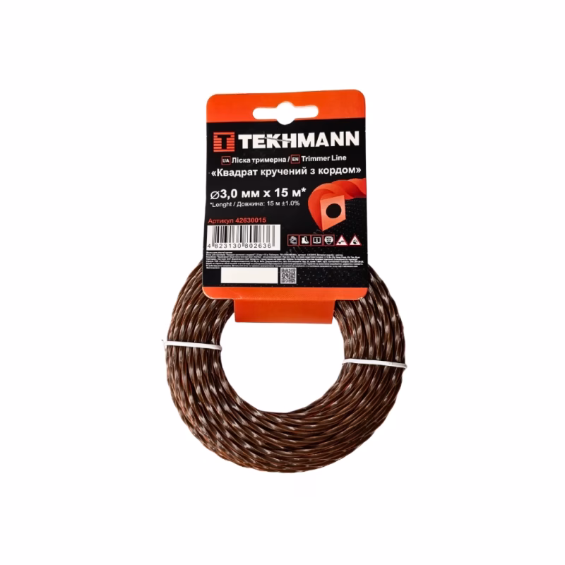 Жилка косильная Tekhmann "Квадрат витый с кордом" 3,0 мм × 15 м (42630015)