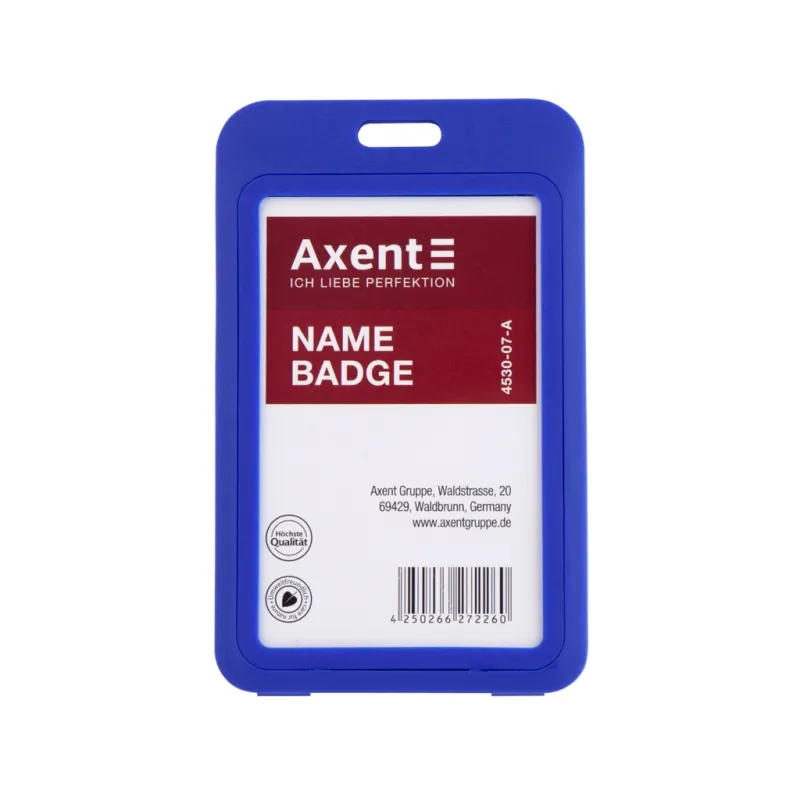 Бейдж Axent вертикальный, PP, 50х85мм, синий (4530-07-A)