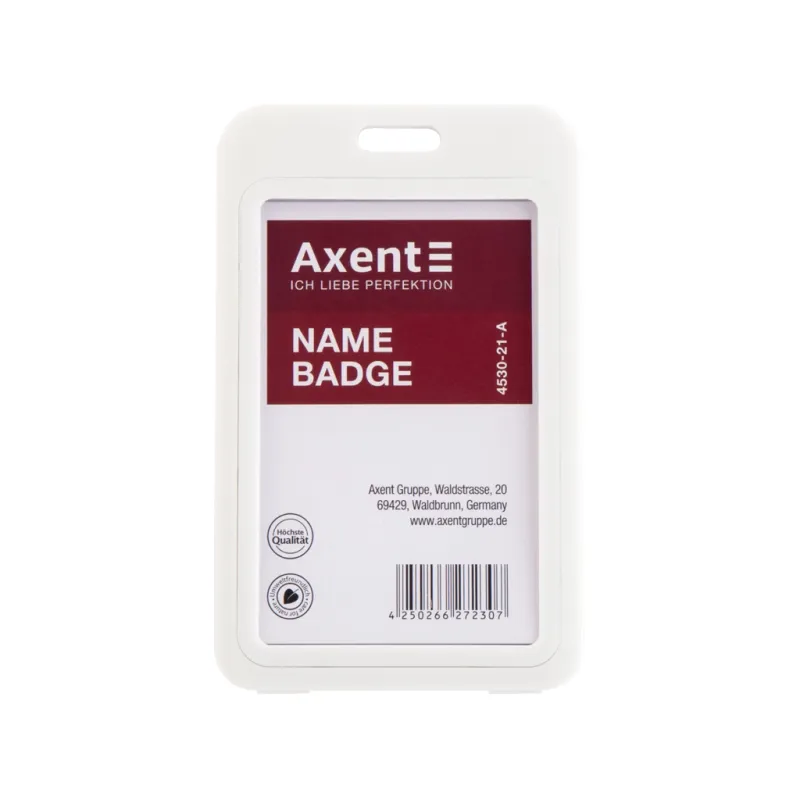 Бейдж Axent вертикальный, PP, 50х85мм, белый (4530-21-A)