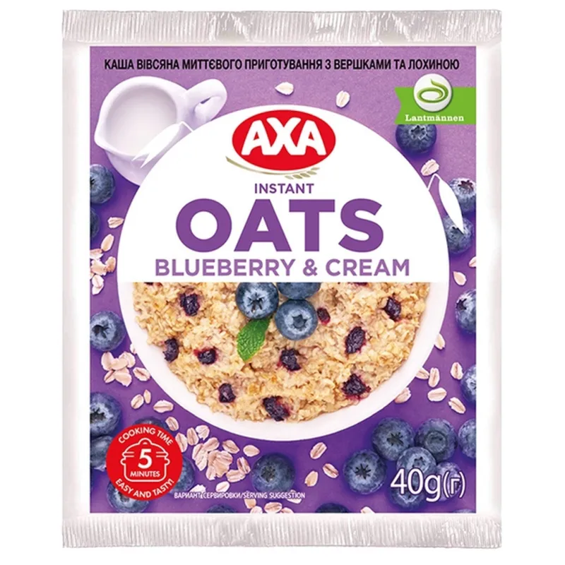 Їжа швидкого приготування АХА Каша Вівсяна вершками та лохиною 40 г (4820008128300)