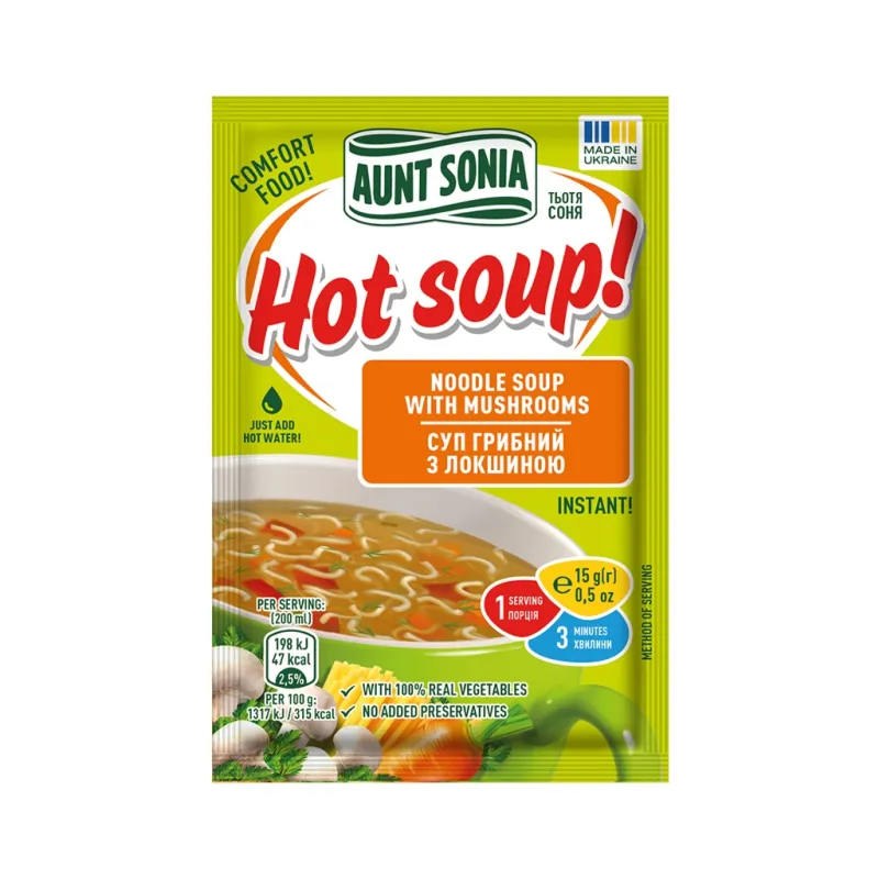 Їжа швидкого приготування Тьотя Соня Суп грибний з вермішеллю 15 г (4820015102997)