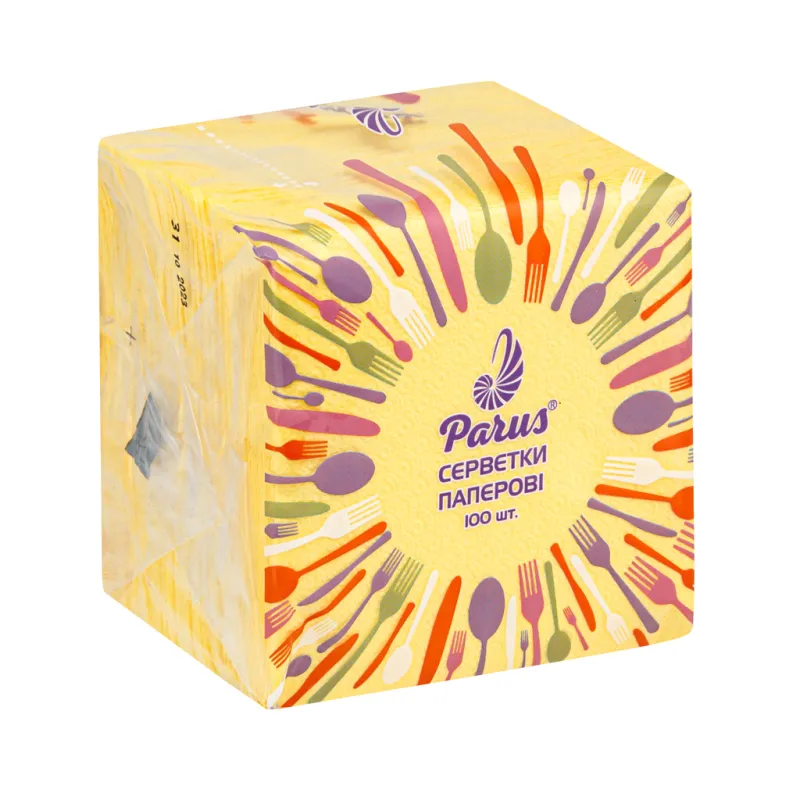 Серветки столові Parus 1 шар Жовті 100 шт. (4820044170080)