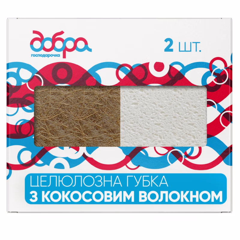 Губки кухонні Добра Господарочка Целюлозні З кокосовим волокном 2 шт. (4820086523073)