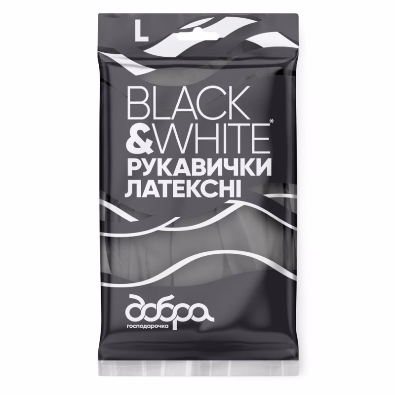 Рукавички господарські Добра Господарочка Black&White Латексні Розмір L (4820086523813)