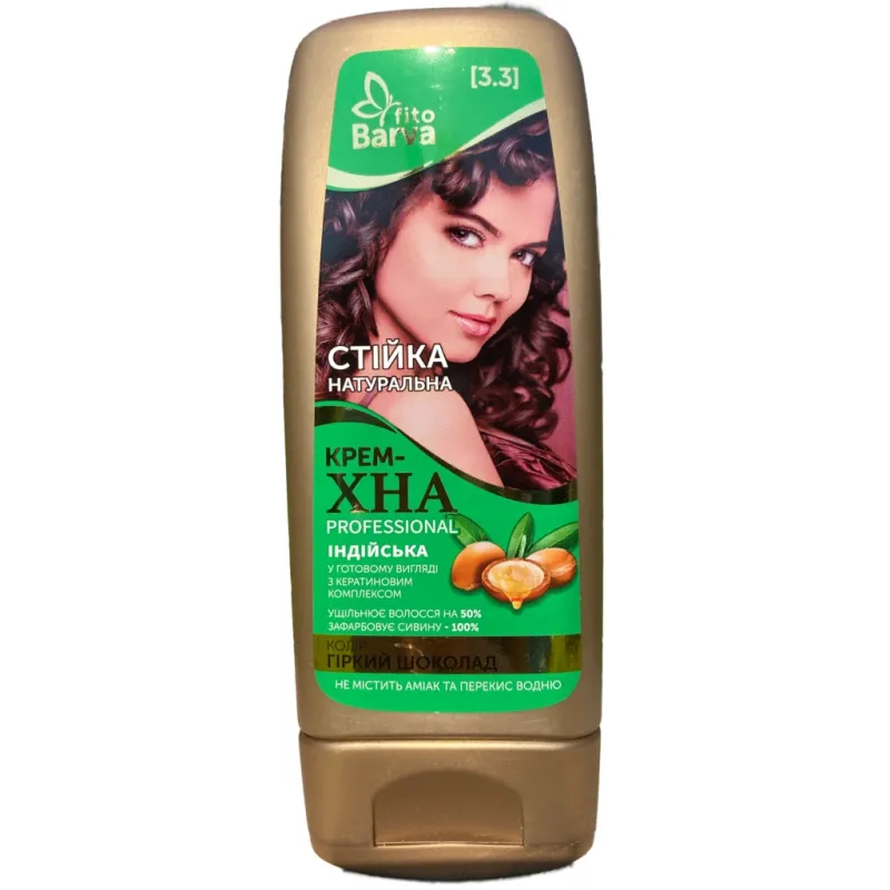 Хна Fito Barva Professional Індійська крем-хна в готовому вигляді 3.3 - Гіркий шоколад 140 мл (4820098542307)