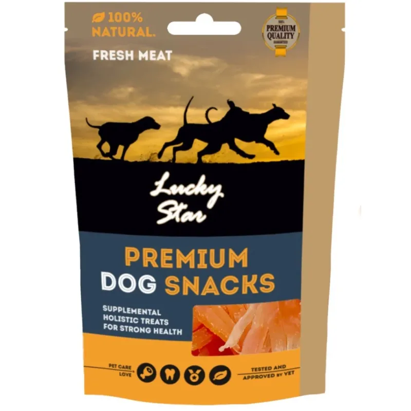 Ласощі для собак Lucky Star Соломка з курячого в'яленого м'яса ≈11 см 85 г (4820111434145)