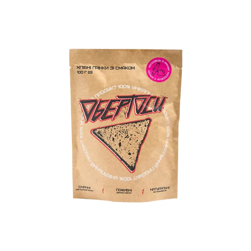 Сухарики Обертоси пшеничні - житні зі смаком Холодець з хріном 100 г (4820173480562)