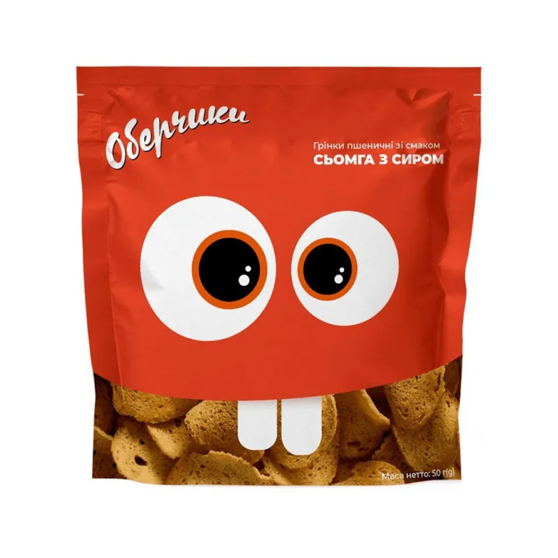 Сухарики Обертоси пшеничні зі смаком Сьомга з сиром 50 г (4820173480623)