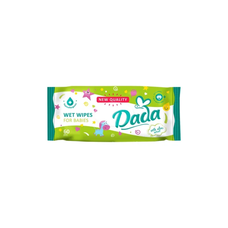 Дитячі вологі серветки Dada з екстрактом алое, 60 шт (4820174980375)