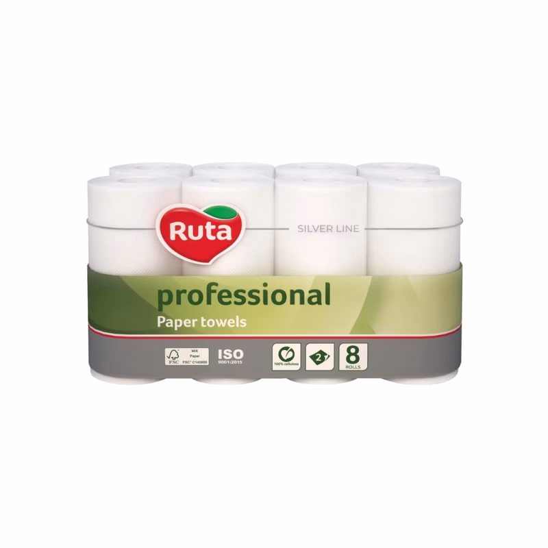 Паперові рушники Ruta Professional 2 шари 8 рулонів (4820202893639)