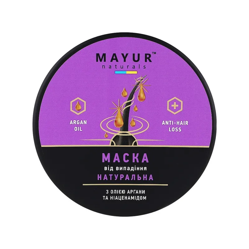 Маска для волосся Mayur Проти випадіння з Аргановою олією та Ніацинамідом 250 мл (4820230953374)