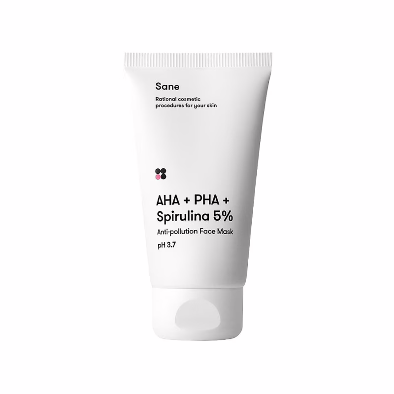Маска для лица Sane AHA + PHA + Spirulina 5% Face Mask Против токсинов из AHA + PHA + Cпирулина 5% 75 мл (4820266830182)