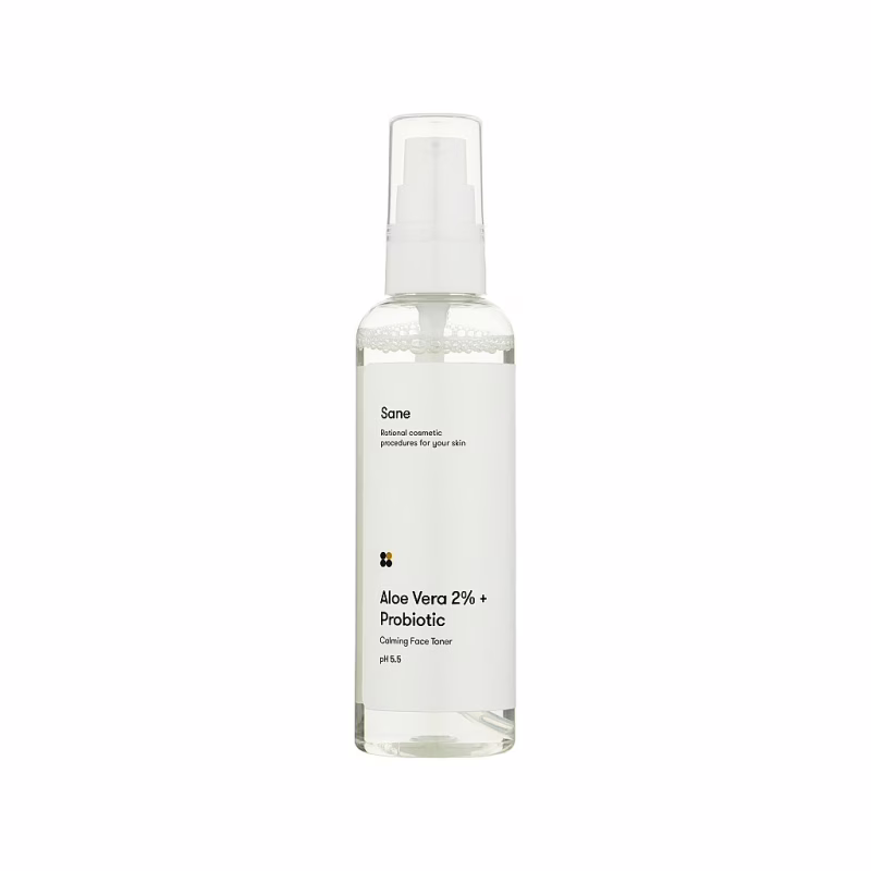 Тоник для лица Sane Aloe Vera 2% + Probiotic Calming Face Toner Успокаивающий 100 мл (4820266830533)