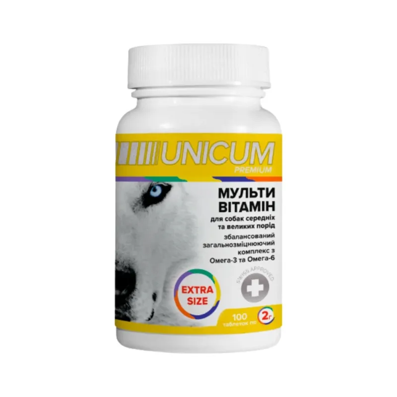 Вітаміни для собак Unicum PREMIUM EXTRA SIZE мультивітамін 100 табл. (4820275971678)