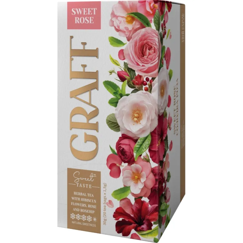Чай Graff Sweet Rose з квітів гібіскуса, троянди та шипшини 20x1.5 г (4820279612300)