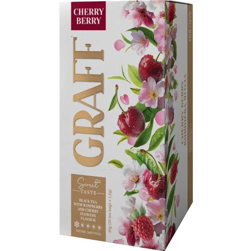 Чай Graff Cherry Berry з ароматом квітів малини та вишні 20x1.5 г (4820279612324)