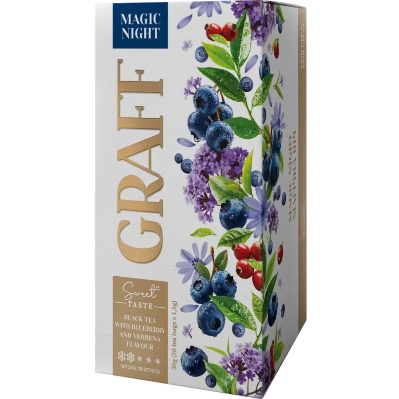 Чай Graff Magic night з ароматом чорниці та вербени 20x1.5 г (4820279612508)