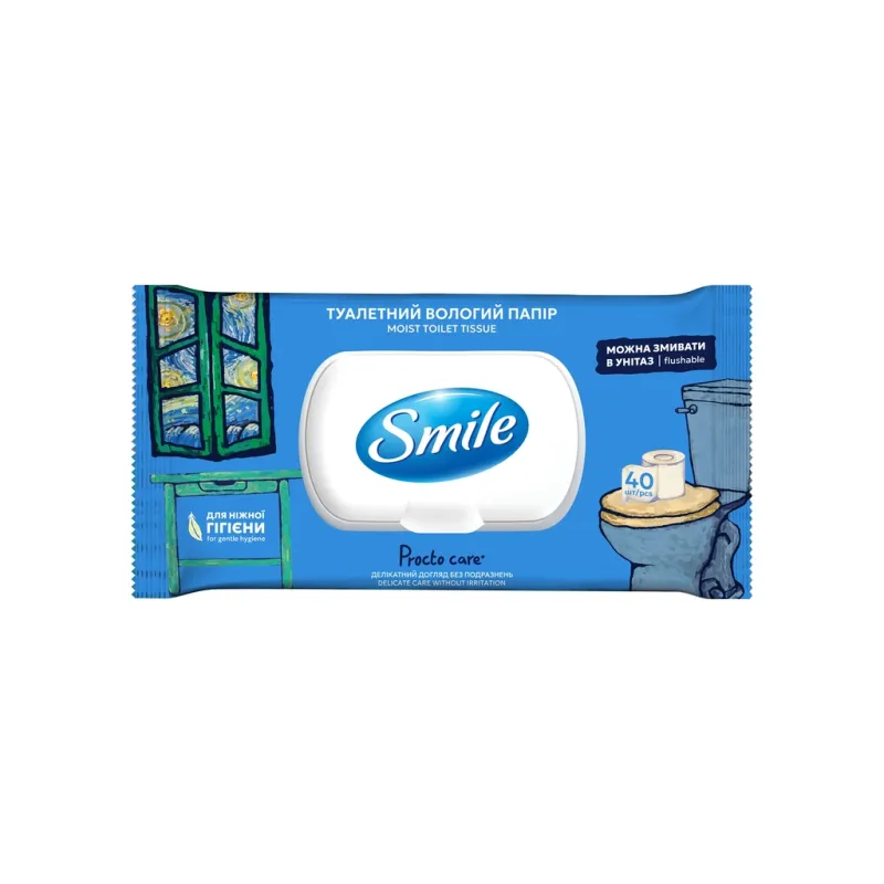 Туалетний папір Smile Procto Care Вологий 40 аркушів (4823071666076)