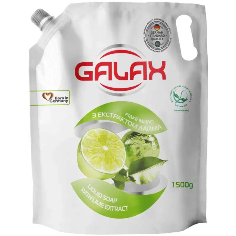 Жидкое мыло Galax С экстрактом лайма Дой-пак 1500 г (4823128000907)