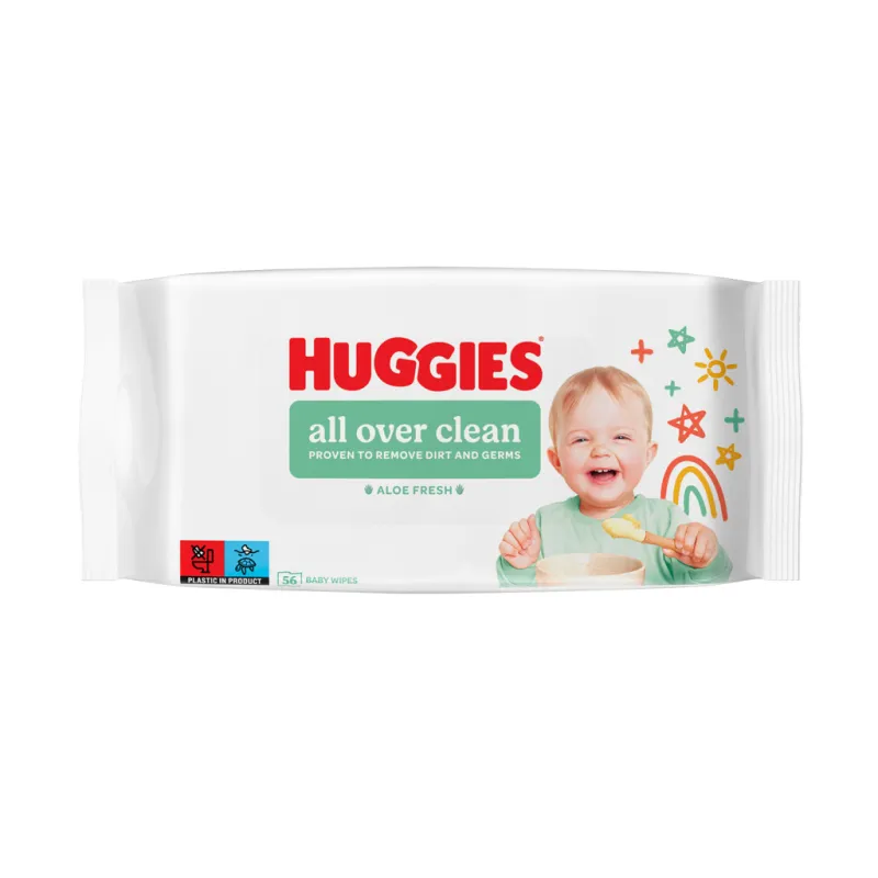 Дитячі вологі серветки Huggies OverClean 56 шт (5029053567822)