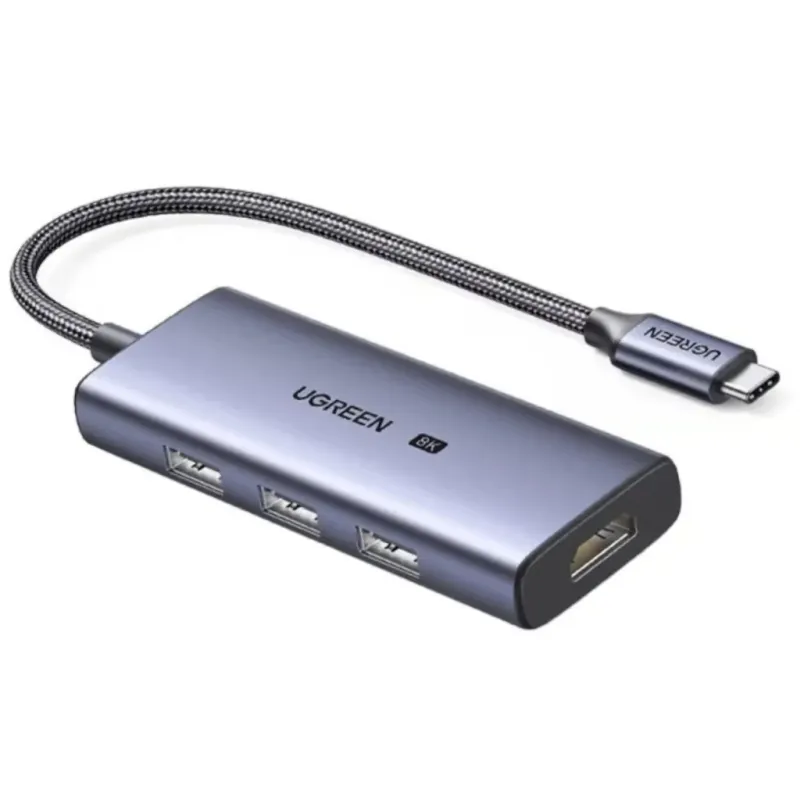 Концентратор UGREEN USB-C 4-in-1 3xUSB 3.0 + HDMI CM500 gray (50629)