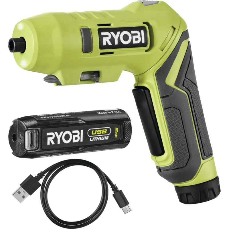 Викрутка акумуляторна Ryobi RSDP4-120G 4В, USB, Lithium, 1х2Ah, 5Нм, 200об/хв, поворотна ручка (5133005958)