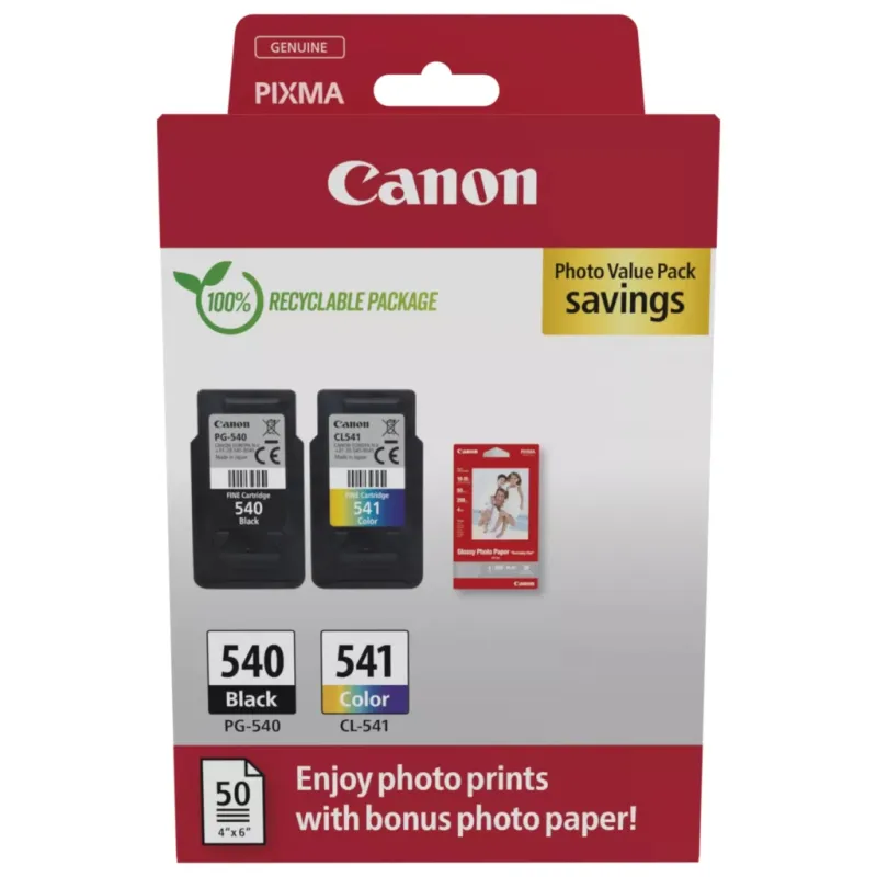 Картридж Canon PG-540 Multipack PG-540/CL-541 BK, Color + GP-501 Glossy Paper (5225B013)