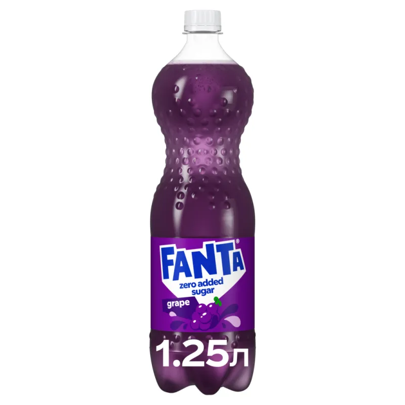 Напій Fanta Zero Sugar Безалкогольний сильногазований соковмісний Виноград 1.25 л (5449000325822)