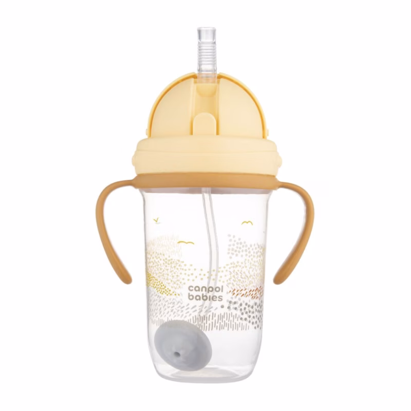 Поїльник-непроливайка Canpol babies MOUNTAINS з трубочкою і обтяжувачем, 270 мл, бежева (56/620_bei)