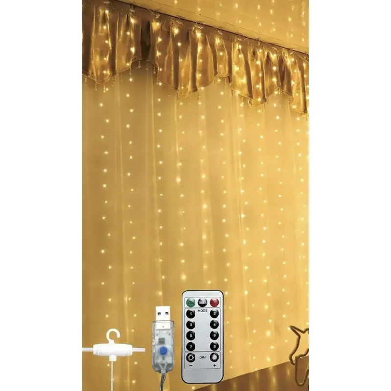 Гірлянда Chomik Штора 3 х 3 м 300 LED Теплий білий USB з пультом (5900779879997)