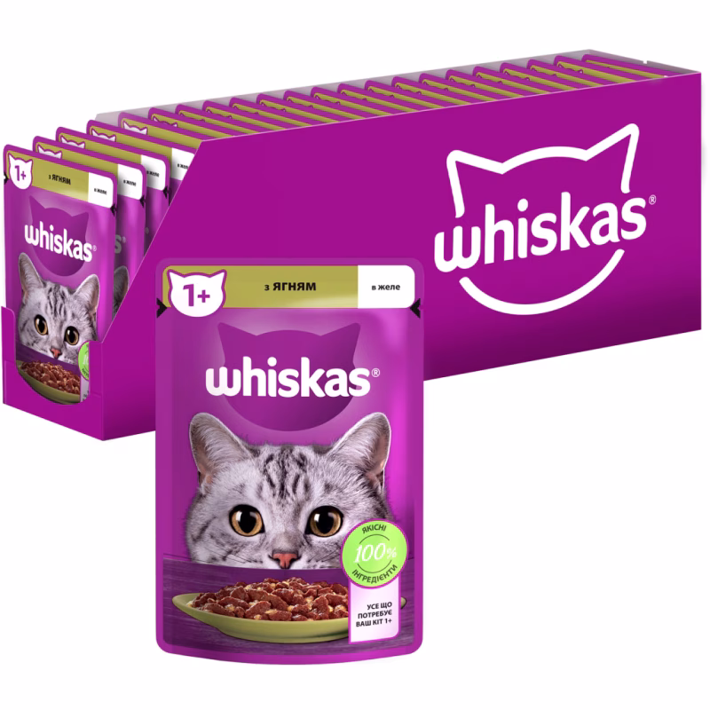 Влажный корм для кошек Whiskas Ягненок в желе 85 г (5900951302176)