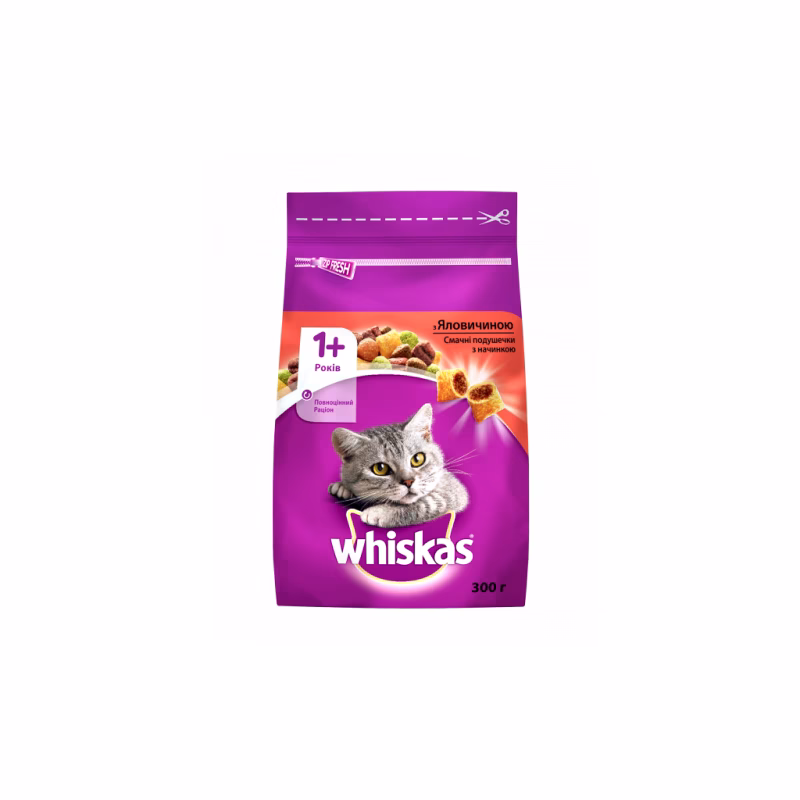 Сухий корм для кішок Whiskas з яловичиною 300 г (5900951356902)