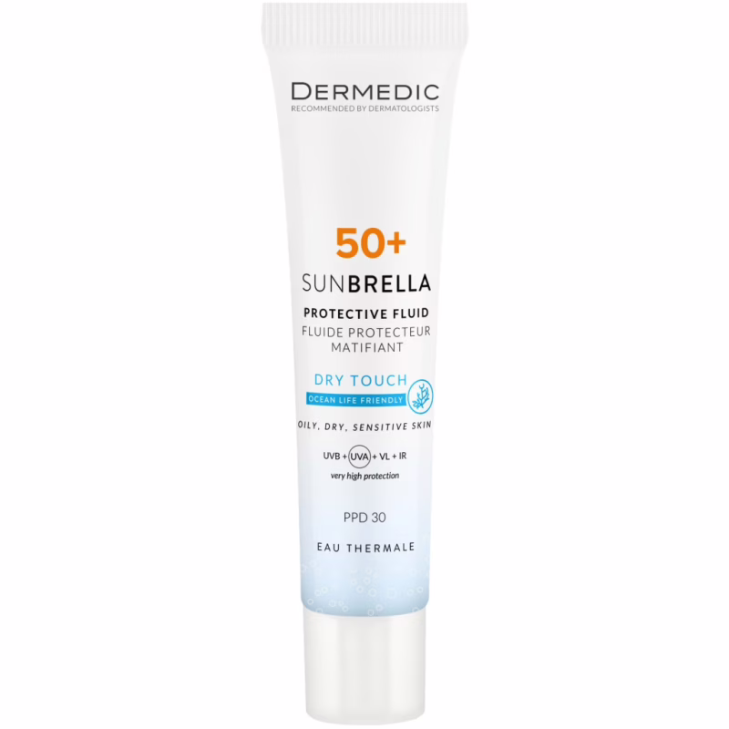 Засіб від засмаги Dermedic Sunbrella SPF 50+ PPD 30 Матувальний сонцезахисний флюїд 40 мл (5901643178109)