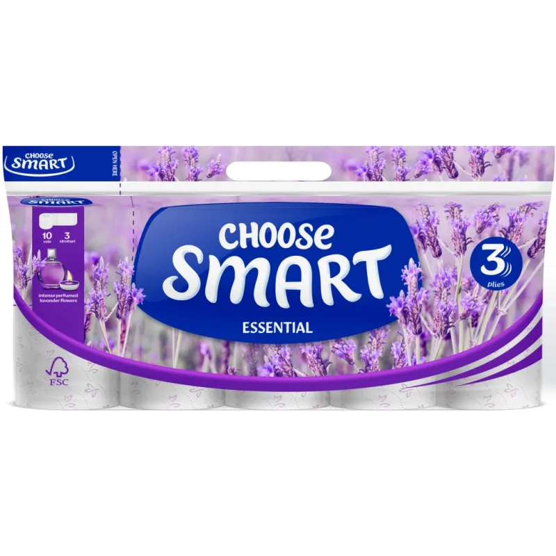 Туалетний папір Smart Tissue Essential Lavender 3 шари 10 рулонів (5944582100121)