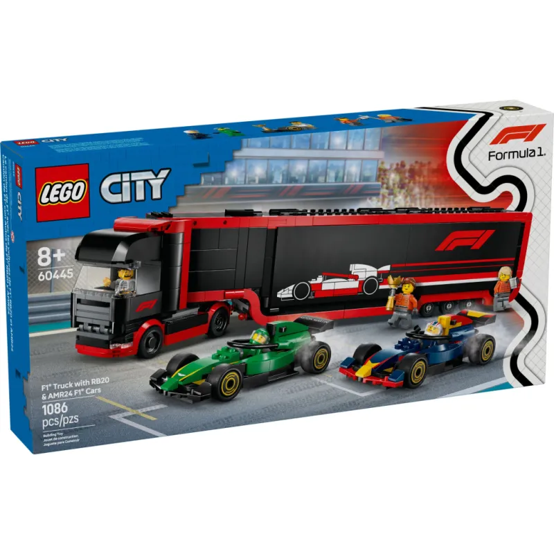 Конструктор LEGO City Вантажівка F1 з автомобілями RB20 та AMR24 (60445)