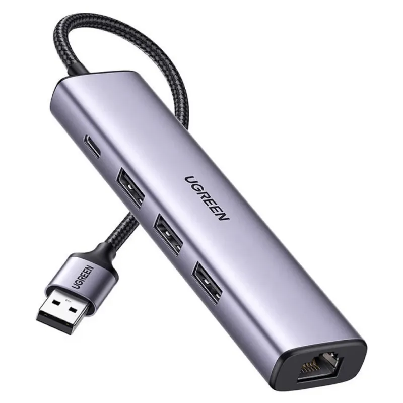 Концентратор Ugreen USB 3.0 to 3хUSB 3.0/Type-C+RJ45(1000M) Ethernet 5in1 CM475 (60554)