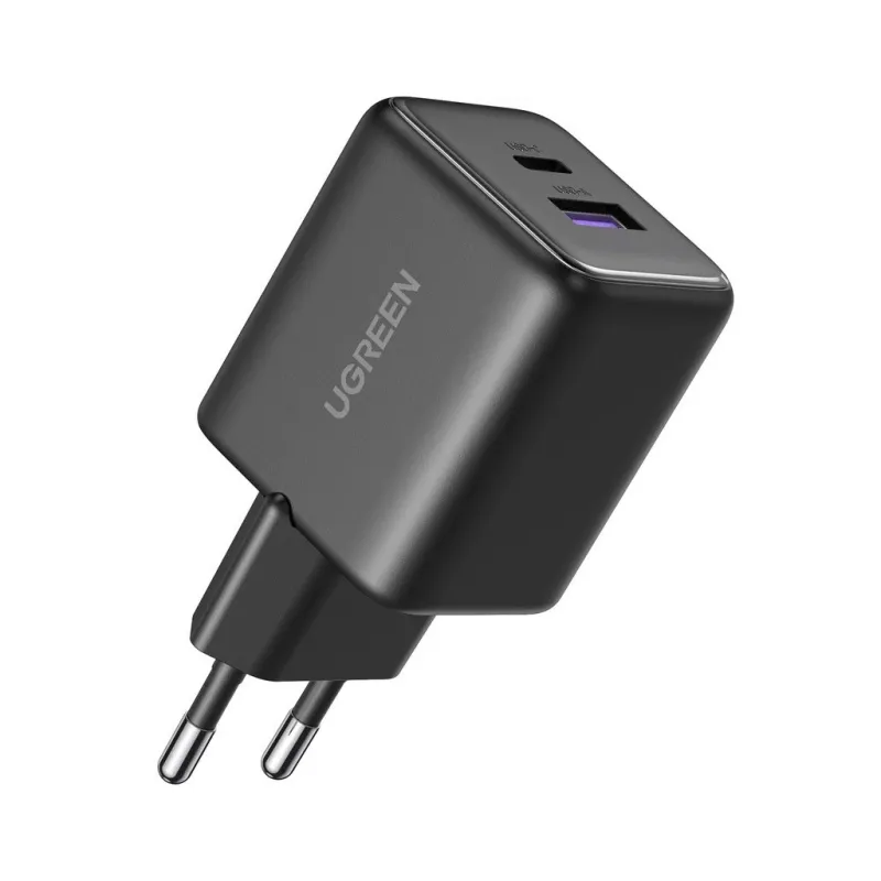 Зарядний пристрій Ugreen USB + USB-C GaN 30W X516 black (65014)