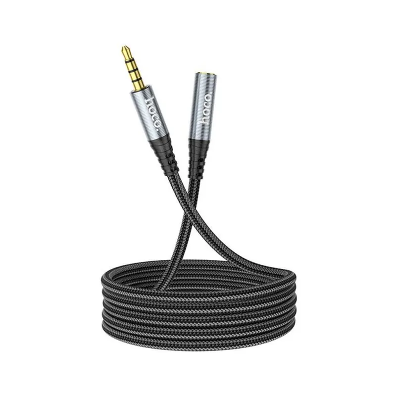 Кабель мультимедійний 3.5mm M to 3.5mm F 1.0m Gray HOCO (6931474762153)