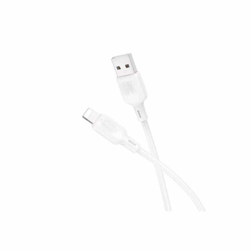 Дата кабель USB 2.0 AM to Lightning 1.0m Lenny silicone BX113 white BOROFONE (6941991115400)